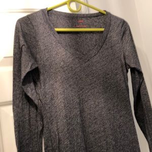 LNA stretch cotton v-neck long-sleeved dress